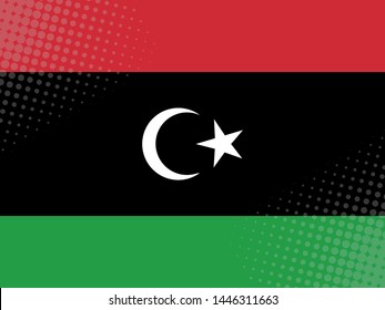 Vector image of the flag of Libya with a dot texture in the style of comics