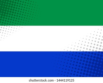 Vector image of the flag of Sierra Leone with a dot texture in the style of comics