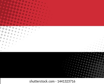 Vector image of the flag of Yemen with a dot texture in the style of comics.