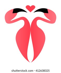 Vector Image With Flamingo And Heart. 