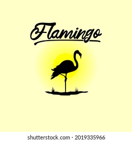 a vector image of a flamingo with a twilight atmosphere