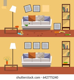 Messy Room And Clean Room Images Stock Photos Vectors