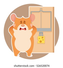 Vector image of the flat Hamster and a mousetrap