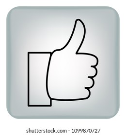 Vector image of a flat hand icon with a thumbs up. The like icon.