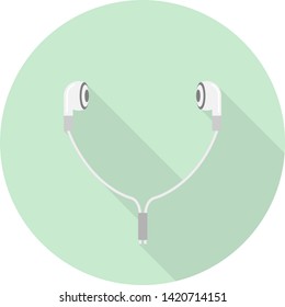 vector image of flat headphone icons for smartphone on green background