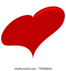 Vector image of a flat heart icon. Red heart on white isolated background.