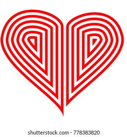 Vector image of a flat heart icon. Red and white heart.