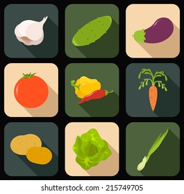 Vector image of Flat icons of vegetqables