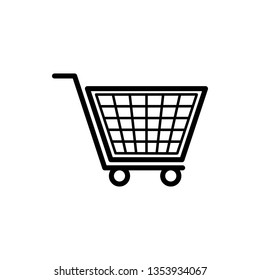 Vector image of a flat, isolated cart icon for shopping for goods. Design a flat cart icon for shopping