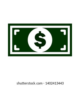 Vector image of a flat, isolated icon banknote with a dollar sign. United States dollar sign