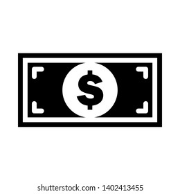Vector image of a flat, isolated icon banknote with a dollar sign. United States dollar sign