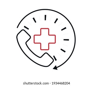 Vector image of a flat, isolated icon emergency call sign