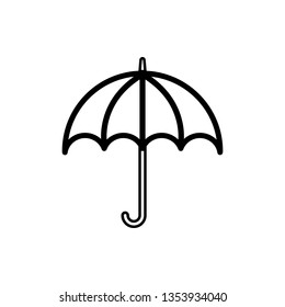Vector image of a flat, isolated, linear umbrella icon. Design a flat black umbrella icon