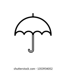 Vector image of a flat, isolated, linear umbrella icon. Design a flat black umbrella icon