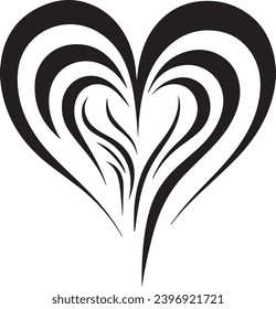 Vector image of a flat, linear heart icon, black and white Heart 