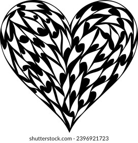 Vector image of a flat, linear heart icon, black and white Heart 