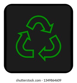 Vector image of a flat, linear icon with arrows indicating the rotation along the triangle. Arrows with direction of movement on the green triangle on a black background