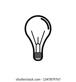Vector image of a flat, linear light bulb icon. Isolated light bulb on a white background
