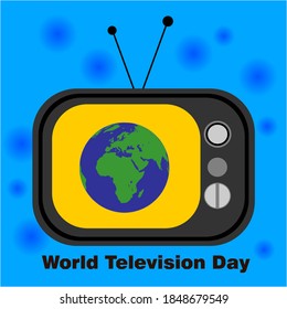 Vektorbild von Flachfernseher mit Globalbild und Weltfernsehtagsschrift