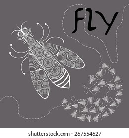 vector the image of flies and beetles, patterns and ornaments