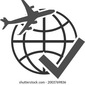 Vector image of flights around the world. Restoration of flights in connection with the cavid-19 pandemic. The image is isolated on a white background.