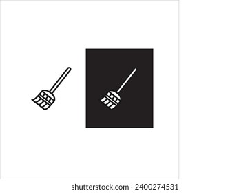 vector image of a floor broom, black and white colors, white and black background