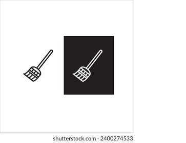 imagen vectorial de una escoba del suelo, colores negro y blanco, fondo blanco y negro
