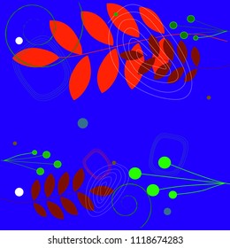vector image floral background with twigs and berries and curls, vector illustration