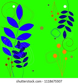 vector image floral background with twigs and berries and curls, vector illustration