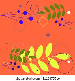 vector image floral background with twigs and berries and curls, vector illustration