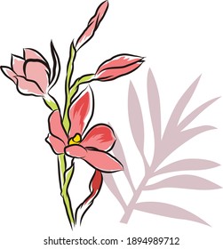 vector image of flower in color minimalistic decorative style