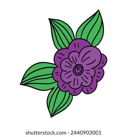 Imagen vectorial de la flor. Ilustración del dibujo de la mano del vector aislada en fondo transparente 