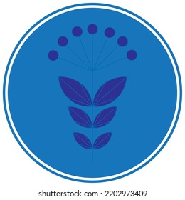 Vektorbild, Blumensymbol mit blauem Hintergrund.