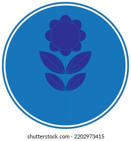imagen vectorial, icono de flor con fondo azul.