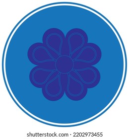 vector image, flower icon with blue background.