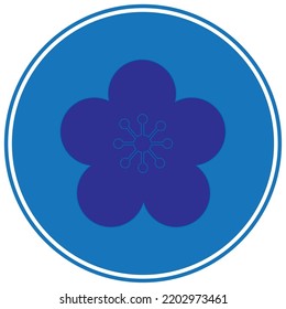 vector image, flower icon with blue background.