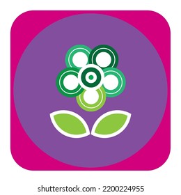 vector image, flower icon of different colors with purple background
