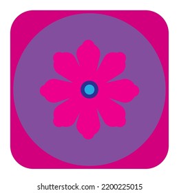 vector image, flower icon of different colors with purple background