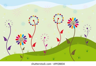 vector image of flower landscape