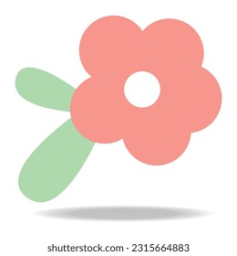 Vector image of flower and leaves on white background.