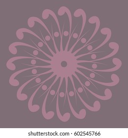 Vector image of a flower, mandala pink pastel. Romance background, card