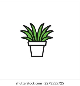 Vector image of a flower in a pot, colorful, white background.