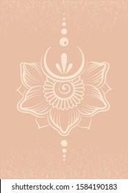 Vector image of a flower with the young moon
