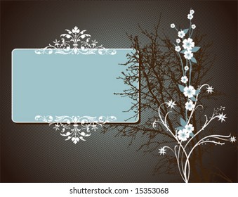 Vektorbild von Blumen und Ästen mit einem Banner zum Kopieren