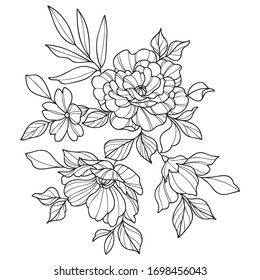 Vector image of Flowers coloring book