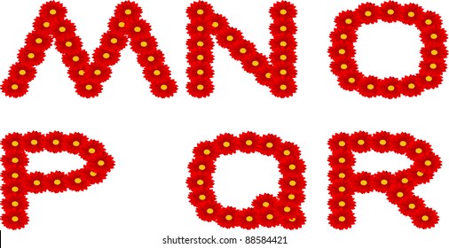 The vector image flowers in the form of letters and figures