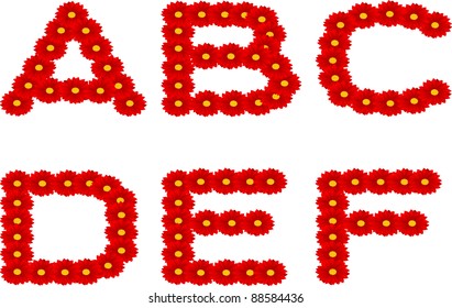 The vector image flowers in the form of letters and figures