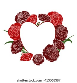 vector image of flowers - Ranunculus, photo frame sweetheart