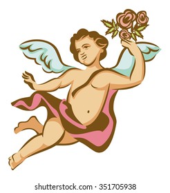 Vector image of flying angel 