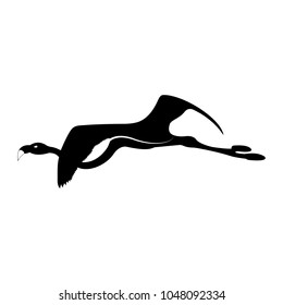 Vector image of a flying bird flamingo silhouette